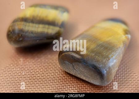 Gold Tiger Eye gemstone Stock Photo