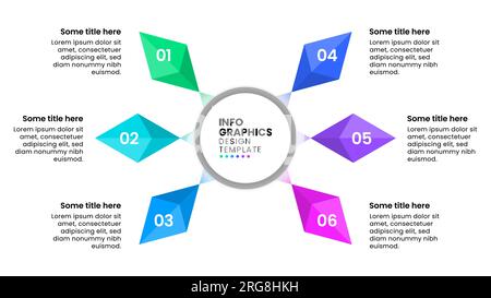 Infographic template with 6 options or steps. Can be used for workflow layout, diagram, banner, webdesign. Vector illustration Stock Vector