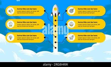 Infographic template with icons and 6 options or steps. Path to succes. Can be used for workflow layout, diagram, banner, webdesign. Vector illustrati Stock Vector
