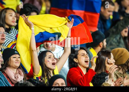 Melbourne, Australia. 08th Aug, 2023. Carolina Arias of Colombia wearing  the jersey of Carter Trudi of Jamaica during the 2023 FIFA Women's World  Cup Round of 16 football match between Colombia and