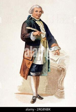 Portrait de Pierre Carlet de Chamblain de Marivaux (1688 - 1763) - gravure 1845 Stock Photo