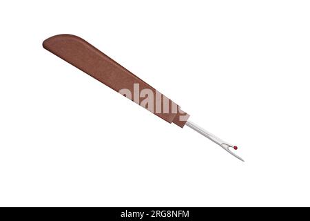 Seam ripper with brown plastic handle, cut out Stock Photo