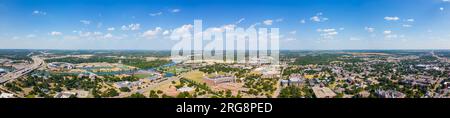 Waco, TX, USA - July 24, 2023: Aerial panorama Baylor University Waco Texas Stock Photo