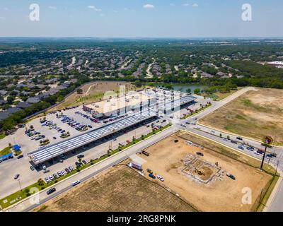 Denton, TX, USA - July 28, 2023: Aerial photo Bucees Buc ees gas