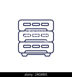 cryptocurrency miner line icon on white Stock Vector
