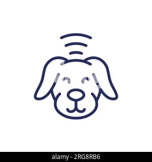 dog with microchip line icon Stock Vector