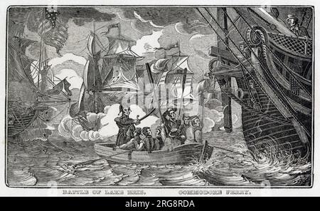 American naval victory on Lake Erie during the Anglo American War of 1812 Stock Photo