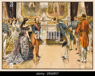 Otto von Bismarck(1815-1898) is received at the French court. Stock Photo