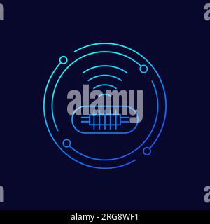 microchip for dogs icon, linear vector design Stock Vector