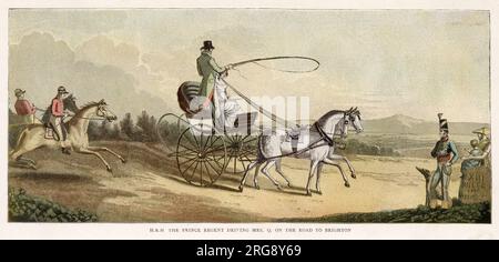 George, prince of Wales (later George IV) drives his friend Mrs Q in his carriage to Brighton. Stock Photo
