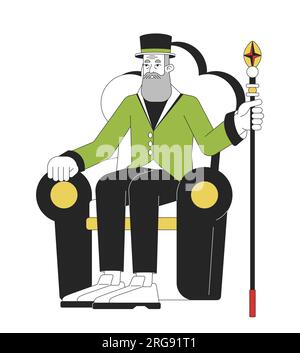 Lord sitting in chair flat line color vector character Stock Vector