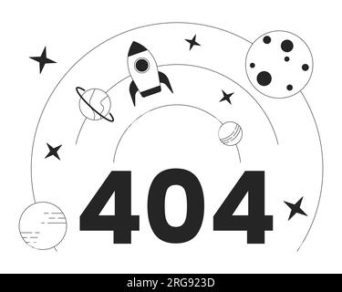Rocket science black white error 404 flash message Stock Vector