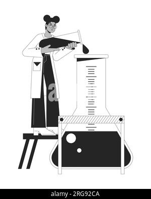 Chemistry experiment bw concept vector spot illustration Stock Vector