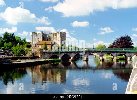 View of Newark Castle from the other side of the bridge over the River Trent at Newark, Nottinghamshire. Stock Photo