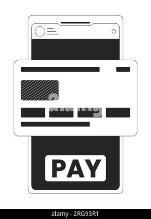 Online banking on smartphone screen bw concept vector spot illustration Stock Vector