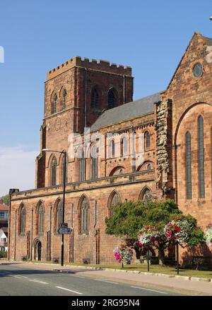 Shrewsbury Abbey (The Abbey Church of Saint Peter and Saint Paul), a Grade I listed building in Shrewsbury, Shropshire. Stock Photo