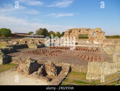 Viroconium Cornoviorum, or Uriconium, remains of a Roman city at Wroxeter, Shropshire.  The city was established around AD 58. Showing archaeological remains. Stock Photo