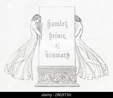 Illustration by Kenny Meadows to Hamlet, Prince of Denmark, by William Shakespeare. Title page. Stock Photo