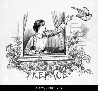 'Little Women' by Louisa May Alcott - Preface illustration - 'Go then, my little Book ...'. Stock Photo