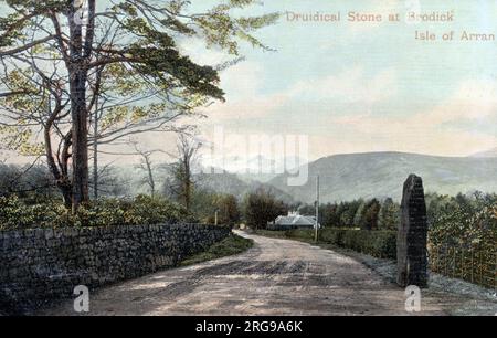 Druidical Stone, Brodick, Isle of Arran, Firth of Clyde, Scotland. Stock Photo