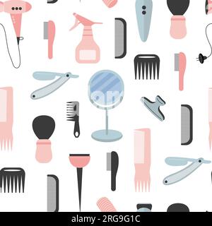 Barbershop vector flat style seamless pattern Stock Vector