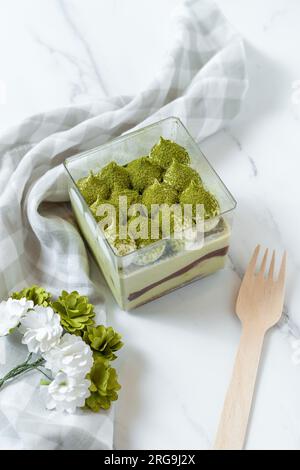 Matcha tiramisu cake Stock Photo