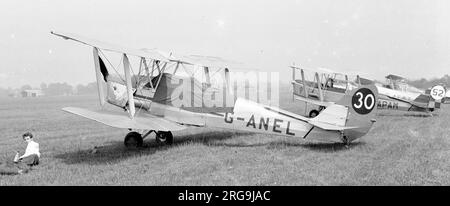 de Haviland DH.82a Tiger Moth G-ANEL probably at Baginton (Coventry Airport) for the 1963 John Morgan Trophy air race, flown with race number 30 by J. H. Denyer and entered by W. P. Meynell. Stock Photo