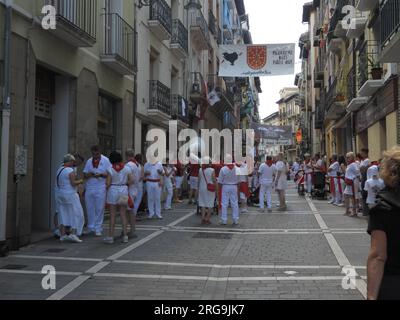 Spain: San Fermin Festival in Pamplona City, Navarra Stock Photo