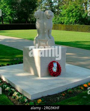 This white stone memorial was unveiled on 10 November 2002 as part of the Flanders India 2002 Partnership Year by Major-General A.J. Bajwa, who had come all the way from India for the ceremony. It commemorates the 130,000 Indian troops who served in France and Belgium in WW1. Stock Photo