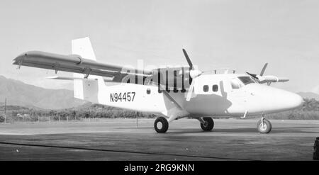 de Havilland Canada DHC-6-300 Twin Otter N94457 (msn 265), of the Marathon Oil Company, Findlay, OH, at Noumea-Magenta, en route to Canada after repair in Australia. Stock Photo