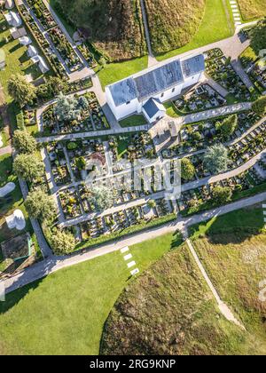 Viking age Jelling burial mounds panorama, Denmark Stock Photo