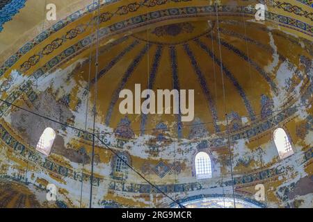 Istanbul, Turkey, Türkiye. Hagia Sophia Ceiling Painting in Need of Restoration. Stock Photo