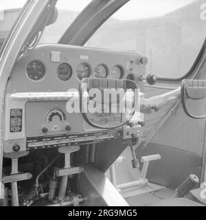Republic RC-1 Seabee assembly at Croydon Airport, carried out by Rollason Aircraft and Engines. Three Seabees were imported from the production line at Farmingdale, for onward sale in Scandinavia. The pilots instrument panel and controls. Stock Photo