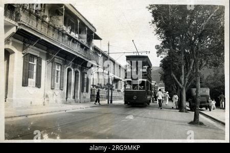 Hong Kong - China - Double-decker Tram No.20 - Shell Street/North Point. Stock Photo