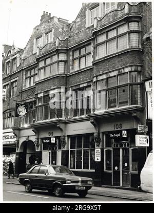 Photograph of Angel PH, Ilford (Old), Essex. The main side of the print (shown here) depicts: Right face on view of the pub.  The back of the print (available on request) details: Photographer ID for the Angel, Ilford (Old), Essex IG1 1DE. As of July 2018 . Old building now Bonmarche Stock Photo