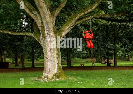 the Stammheim castle park in the district of Stammheim, public green area in which modern art is exhibited, Cologne, Germany. 'Emily' by Steff Adams. Stock Photo