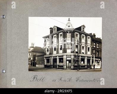Photograph of Bell PH, Edmonton, London. The main side of the print (shown here) depicts: Corner on view of the pub.  The back of the print (available on request) details: Nothing for the Bell, Edmonton, London N18 2XF. As of July 2018 . Demolished Stock Photo