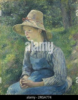 Peasant Girl with a Straw Hat 1881 by Camille Pissarro Stock Photo