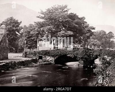 Vintage 19th century photograph: Bridge at Beddgelert, Wales Stock Photo