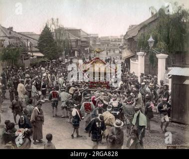 c.1880s Japan - Japanese funeral procession Stock Photo