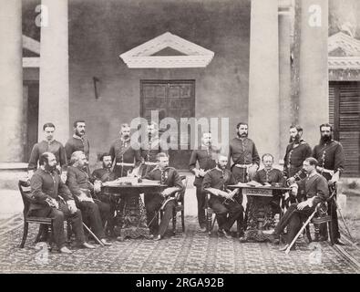 Vintage 19th century photograph - British army in India, 1860s -  officers of the 106th Regiment Stock Photo