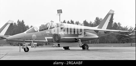 Patrouille de France - Dornier-Breguet Alpha-jet '54' (F-TERD), waiting to carry out a display in the UK Stock Photo