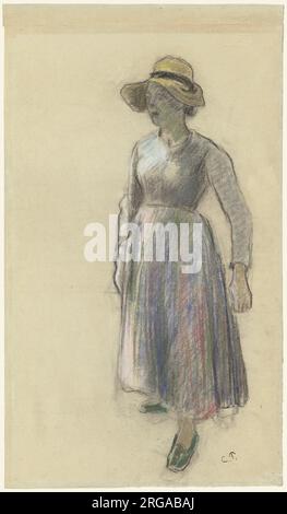 A Peasant Girl in a Straw Hat circa 1892 by Camille Pissarro Stock Photo