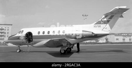 Royal Air Force - Hawker Siddeley Dominie T.1 XS730 (msn 25050, call sign 'H') of No.1 Air Navigation School from RAF Finningley, down-route, somewhere in France. Stock Photo