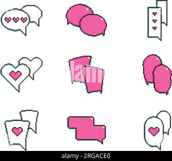 Set pf pixelated comic speech bubble chats Vector Stock Vector