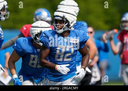 Detroit Lions tight end James Mitchell (82) warms up before a preseason NFL  football game, Sunday, Aug. 28, 2022, in Pittsburgh, PA. (AP Photo/Matt  Durisko Stock Photo - Alamy