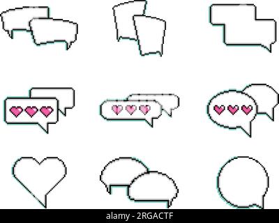Set pf pixelated comic speech bubble chats Vector Stock Vector