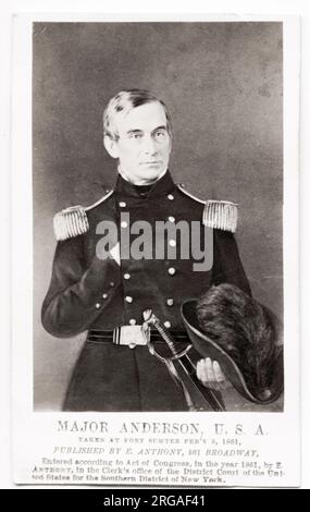Vintage 19th century photograph: Robert Anderson (June 14, 1805 - October 26, 1871) was a United States Army officer during the American Civil War. Stock Photo