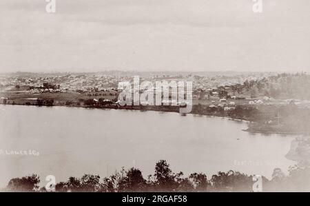 19th century vintage photograph: bay view, Brisbane, Queensland, Australia. Stock Photo