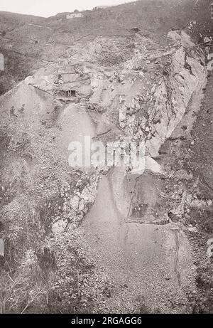 19th century vintage photograph: Sheba Reef, Btray's Golden Quarry, gold mining, South Africa. Stock Photo